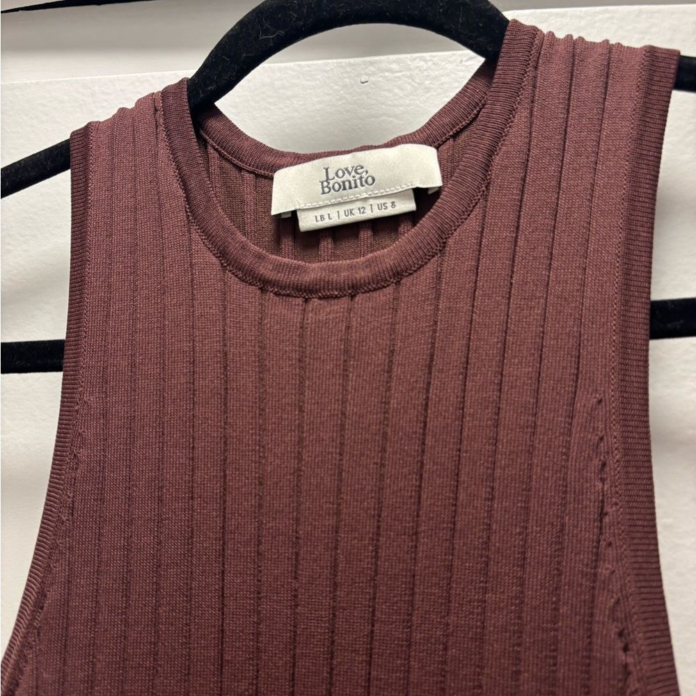 Like New Love Bonito Prima Column Midi Knit Dress Size 8 in Brown - Picture 3 of 6